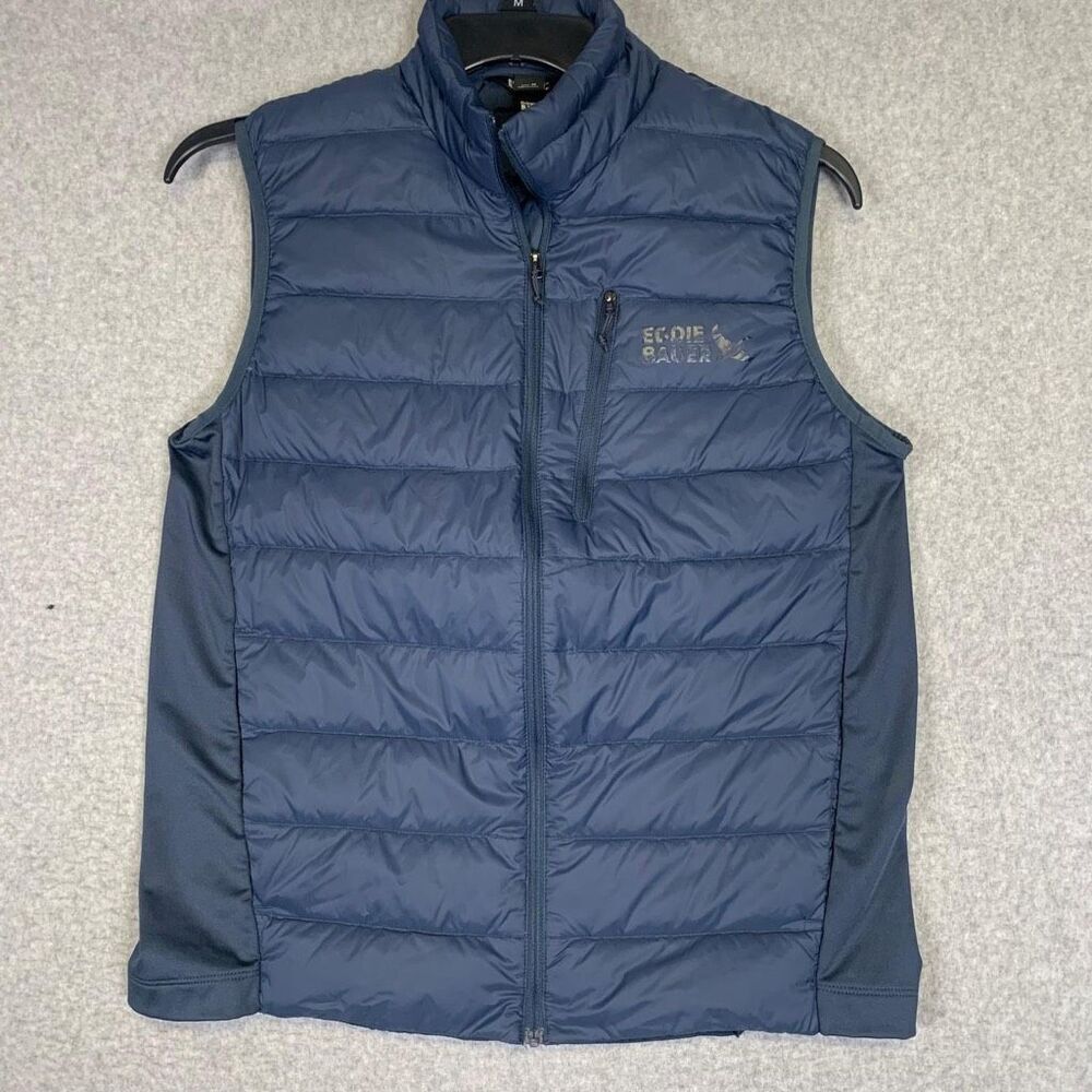 Eddie Bauer Men's Medium Navy Blue 550 Down Puffer Quilted Jacket Coat